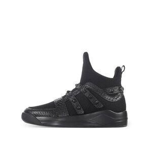 SKYTRACK Mesh Knit High Rivet Leather Black Sneakers SZ EU 40